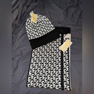 Michael Kors Black and White Knit Beanie